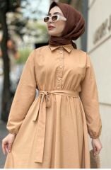 KADIN ELBİSE-CAMEL-STANDART BEDEN