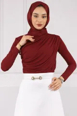 Bordo Önü Drapeli Sandy Bluz